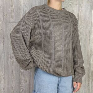 Vintage Saturdays Women’s Large Grey Acrylic Pullover Baggy Sweater Crewneck